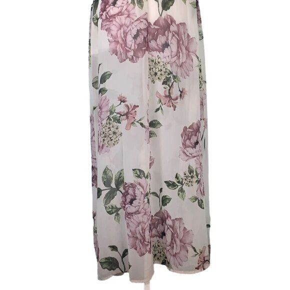 Trac Floral Off the Shoulder Maxi Dress S White Floral Zip Lined Adjustable - Picture 6 of 8